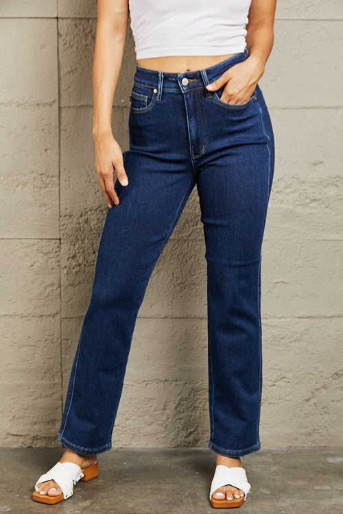 Judy Blue Kailee Full Size Tummy Control High Waisted Straight Jeans - Lola Cerina Boutique