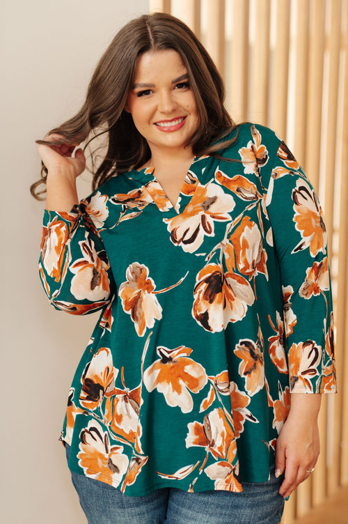 I Think Different Top in Teal Floral - Lola Cerina Boutique