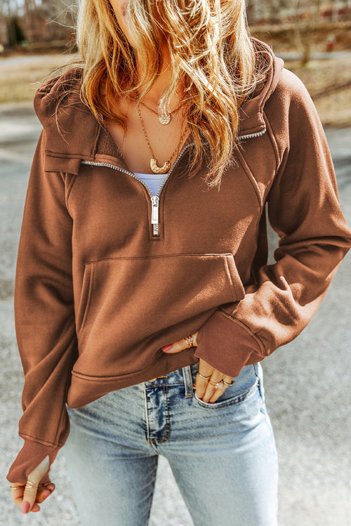 1/2 Zip Thumbhole Sleeve Hoodie