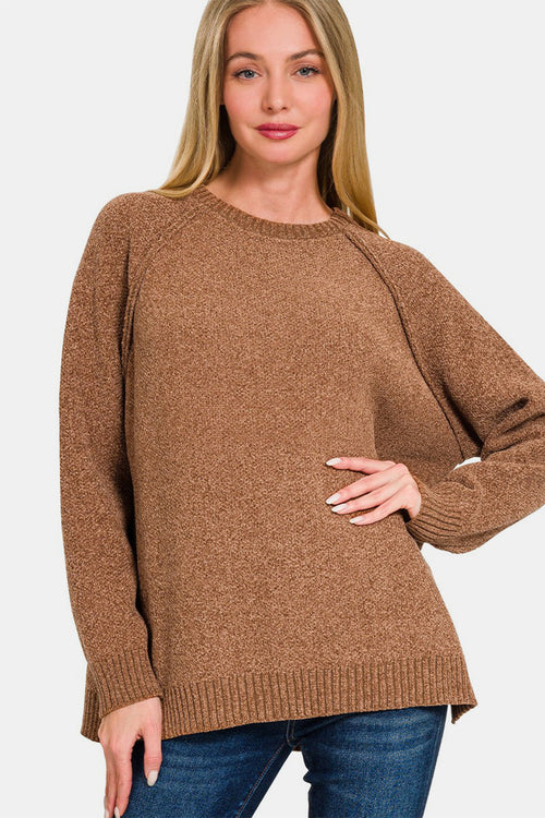 Gretchen Side Slit Raglan Sleeve Sweater