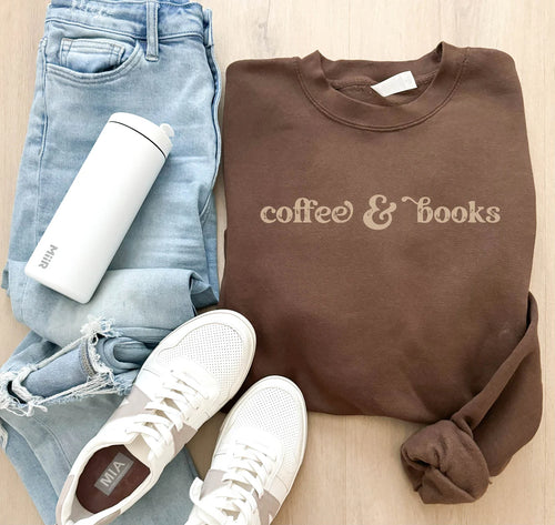 MADE TO ORDER | Graphic Sweatshirt - Coffee & Books