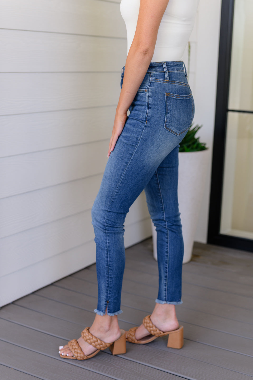 Judy Blue Amy High Rise Control Top Side Slit Skinny Jeans - Lola Cerina Boutique