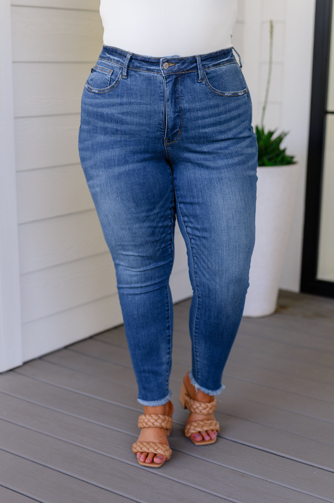 Judy Blue Amy High Rise Control Top Side Slit Skinny Jeans - Lola Cerina Boutique