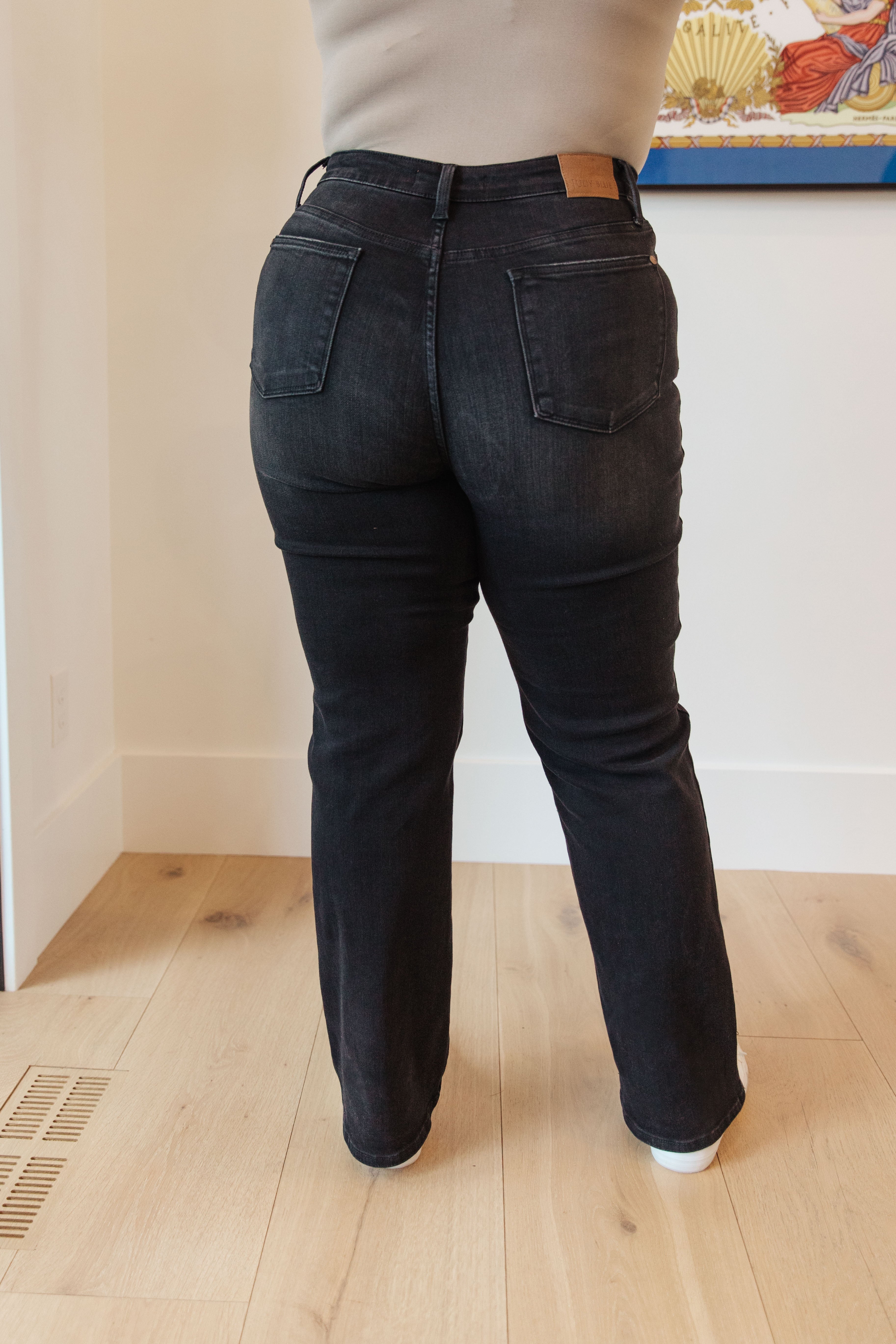 Eleanor High Rise Classic Straight Jeans in Washed Black - Lola Cerina Boutique