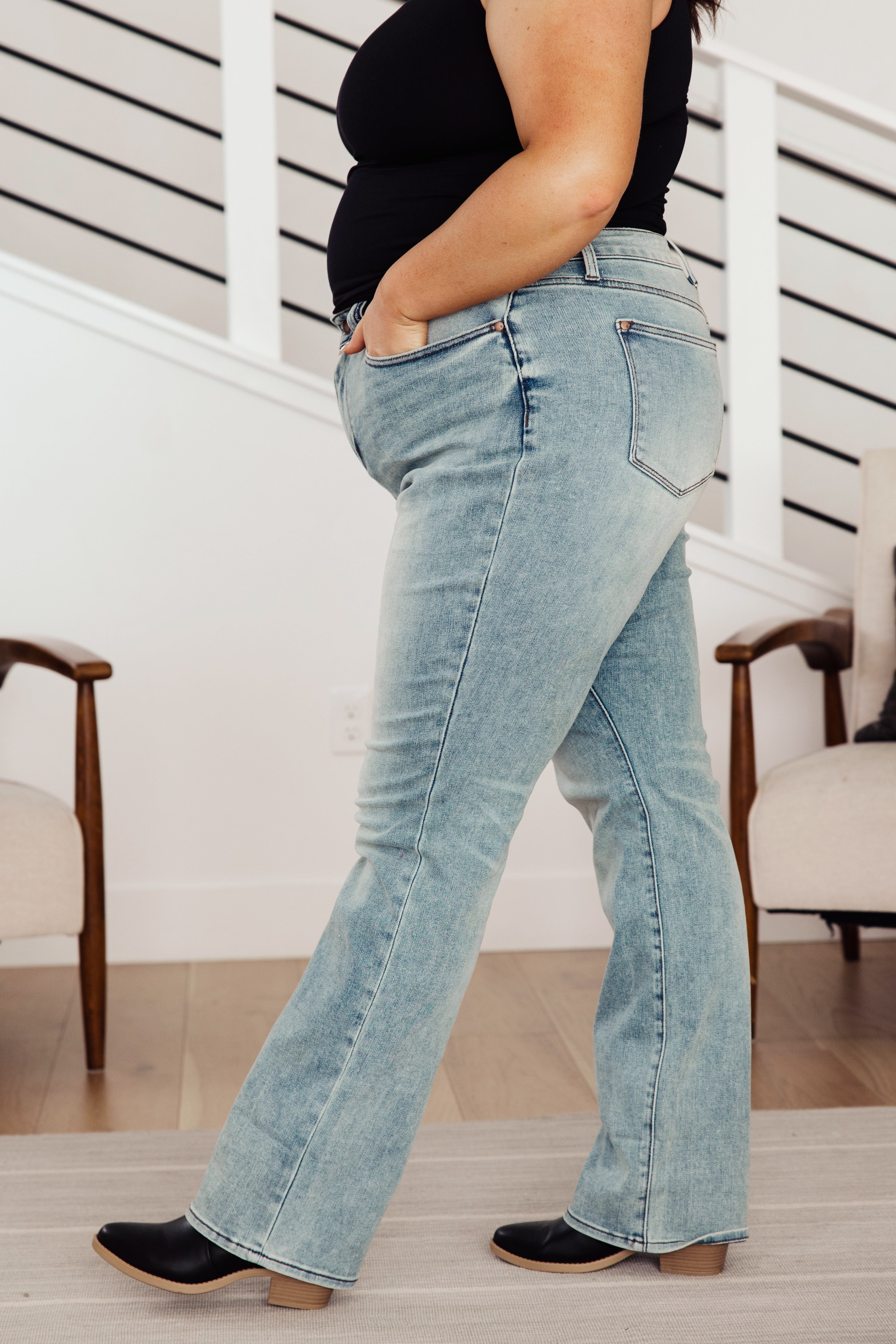 Judy Blue Miranda High Rise Plaid Cuff Vintage Straight Jeans - Lola Cerina Boutique