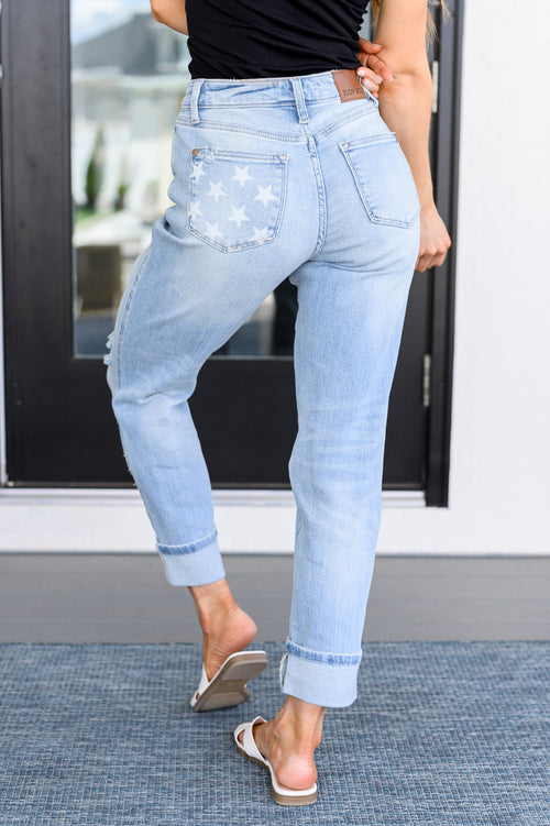 Sam Mid Rise Star Pocket Boyfriend Jeans - Lola Cerina Boutique