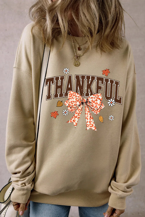 THANKFUL Bow Graphic Sweatshirt