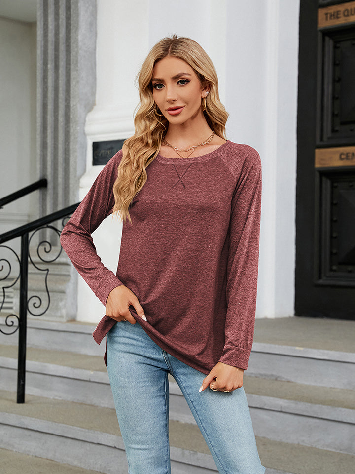 Round Neck Long Sleeve T-Shirt - Lola Cerina Boutique