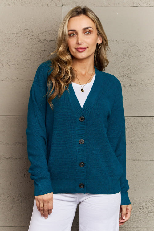 Kiss Me Tonight Button Down Cardigan in Teal - Lola Cerina Boutique