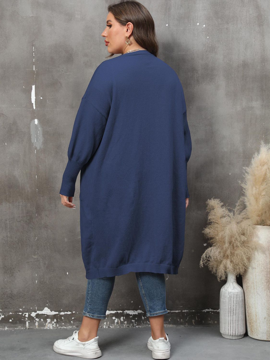Plus Size Long Sleeve Pocketed Cardigan - Lola Cerina Boutique