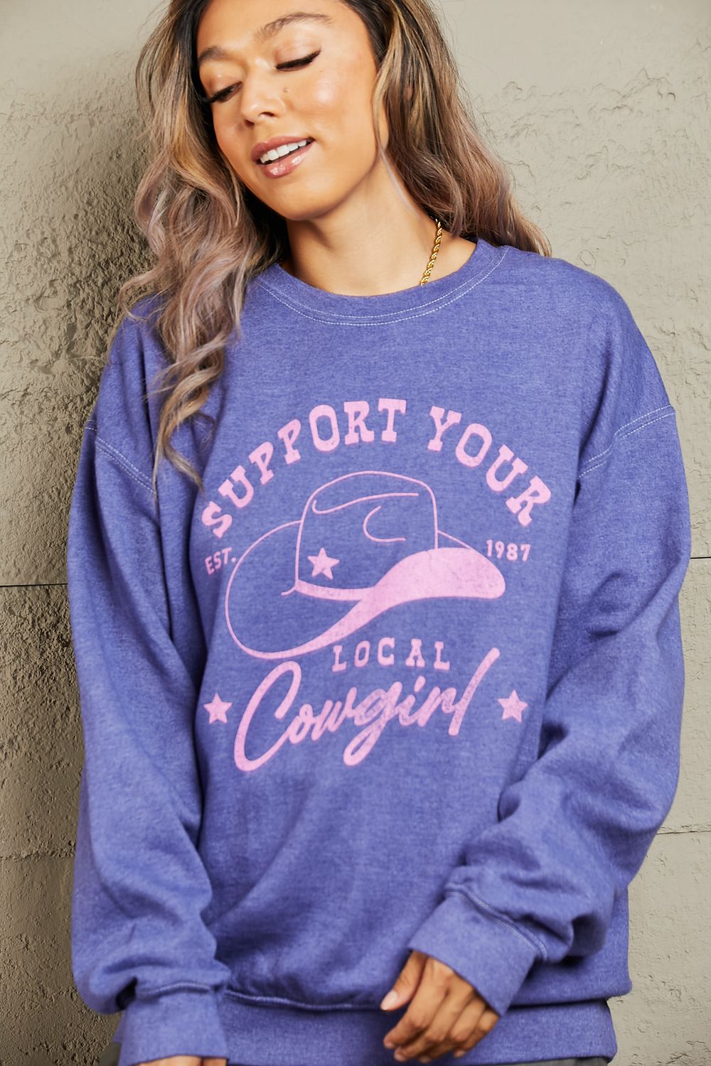 Support Your Local Cowgirl Crewneck Sweatshirt - Lola Cerina Boutique