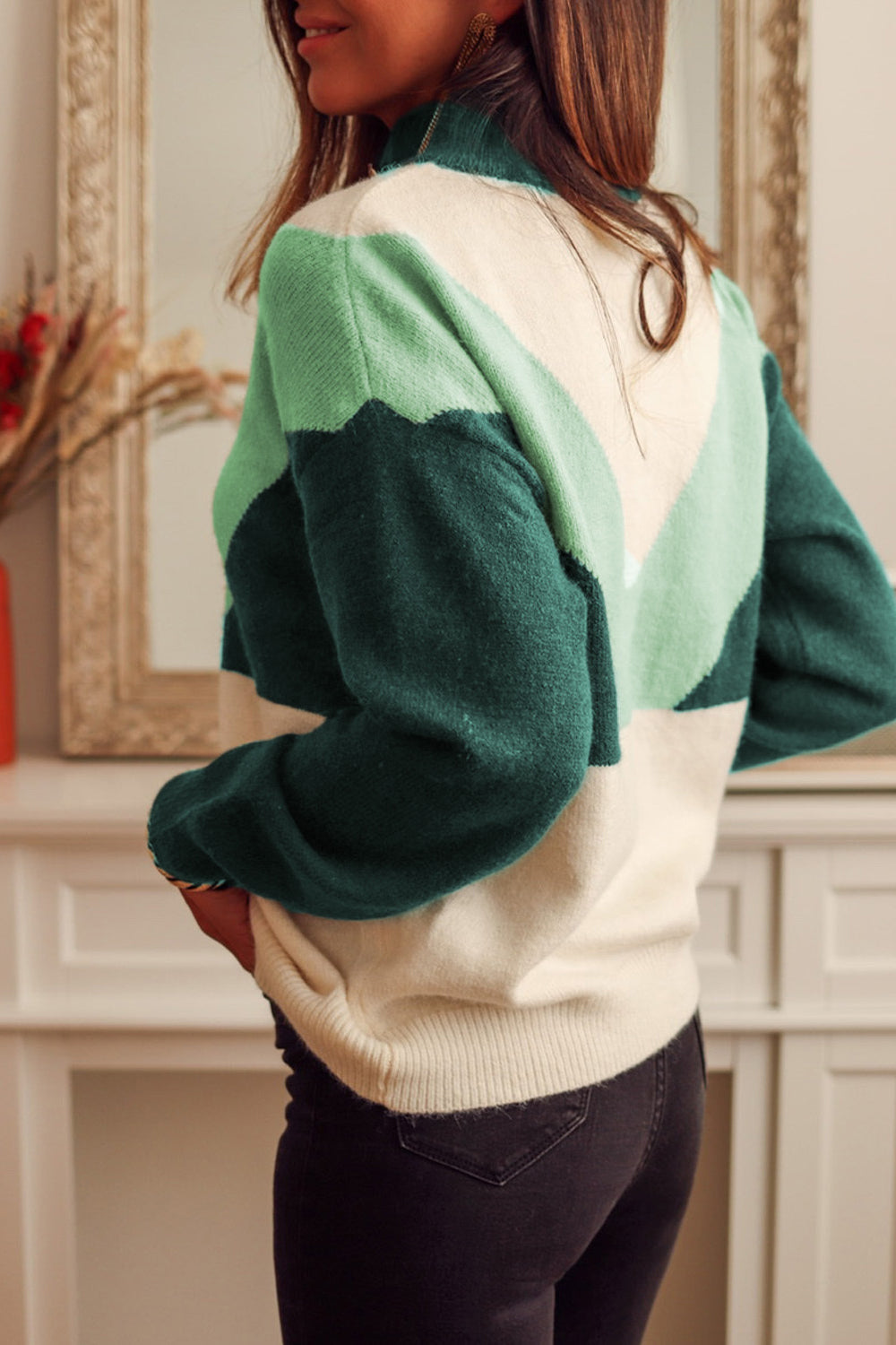Color Block Buttoned Sweater - Lola Cerina Boutique
