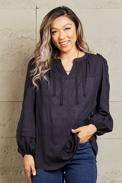 Petal Dew More For You Long Sleeve Stitch Blouse - Lola Cerina Boutique