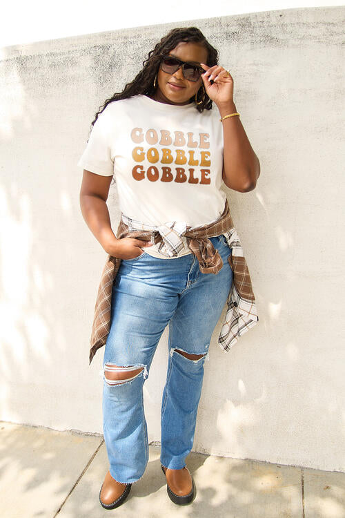 Simply Love Full Size GOBBLE Short Sleeve T-Shirt - Lola Cerina Boutique