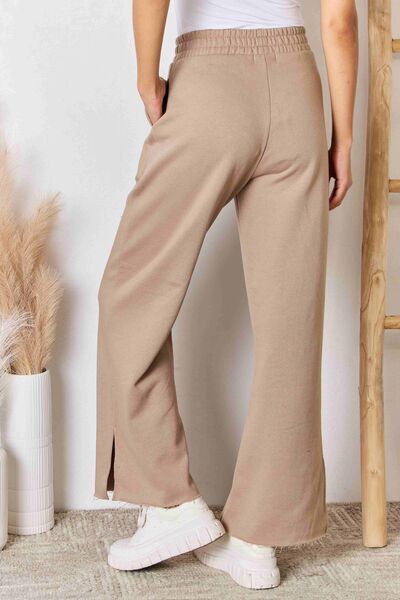 RISEN Wide Waistband Slit Wide Leg Pants - Lola Cerina Boutique