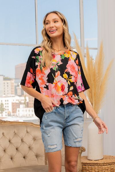 Sew In Love Full Size Floral Round Neck Short Sleeve T-Shirt - Lola Cerina Boutique