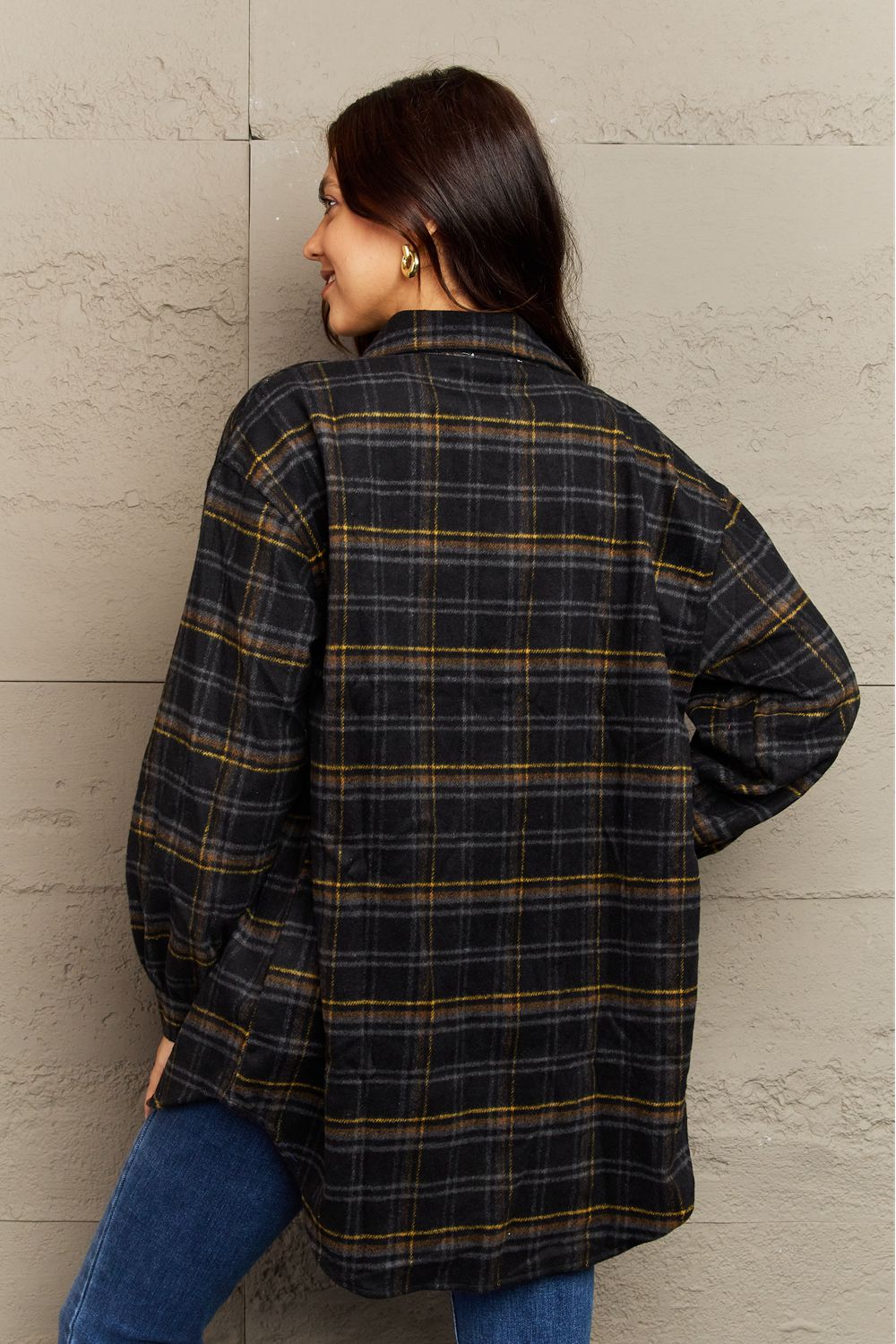 Plaid Button-Down Long Sleeve Jacket | 8 Colors - Lola Cerina Boutique