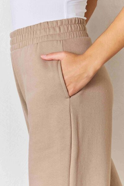 RISEN Wide Waistband Slit Wide Leg Pants - Lola Cerina Boutique