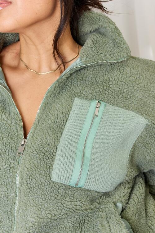 Zip Up Collared Neck Jacket - Lola Cerina Boutique