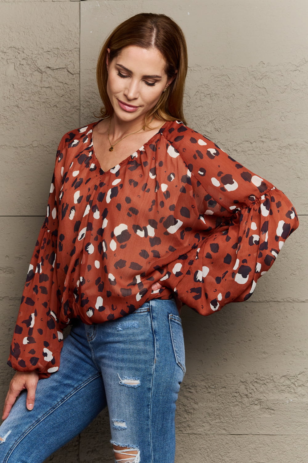 Hailey & Co Come See Me Spotted Printed Chiffon Blouse - Lola Cerina Boutique