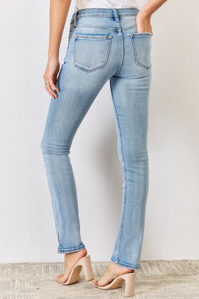 Kancan Full Size Mid Rise Y2K Slit Bootcut Jeans - Lola Cerina Boutique