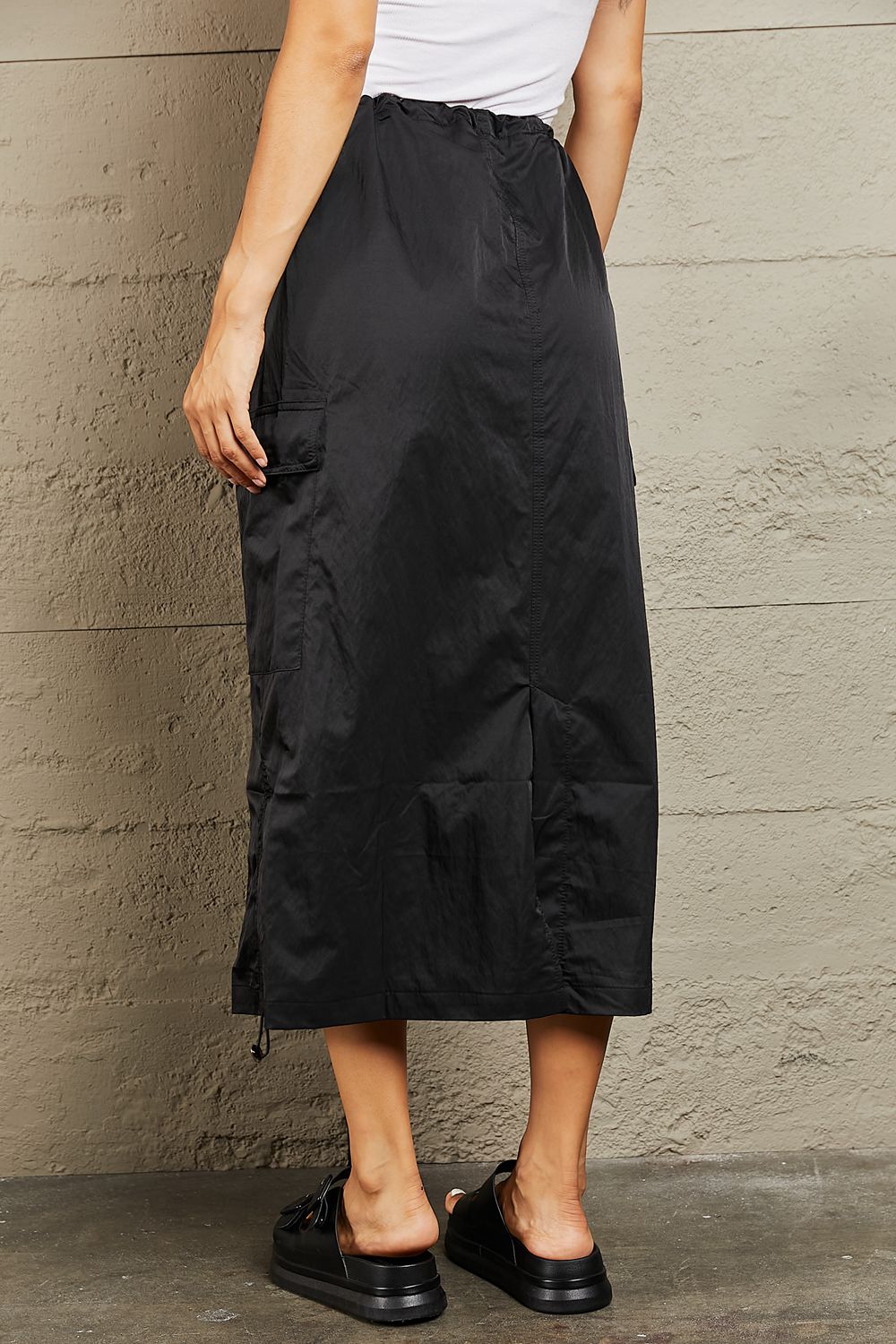 HYFVE Just In Time High Waisted Cargo Midi Skirt in Black - Lola Cerina Boutique
