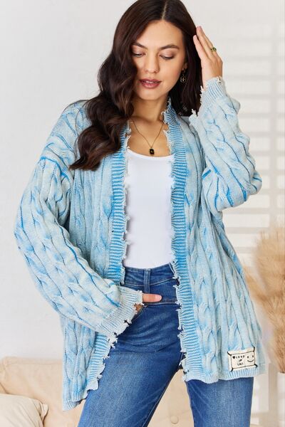 POL Cable-Knit Open Front Sweater Cardigan - Lola Cerina Boutique