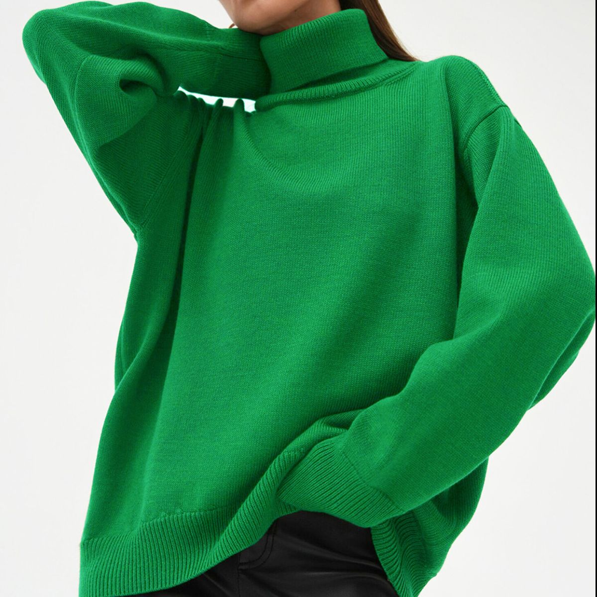 Turtle Neck Dropped Shoulder Sweater | + Colors - Lola Cerina Boutique