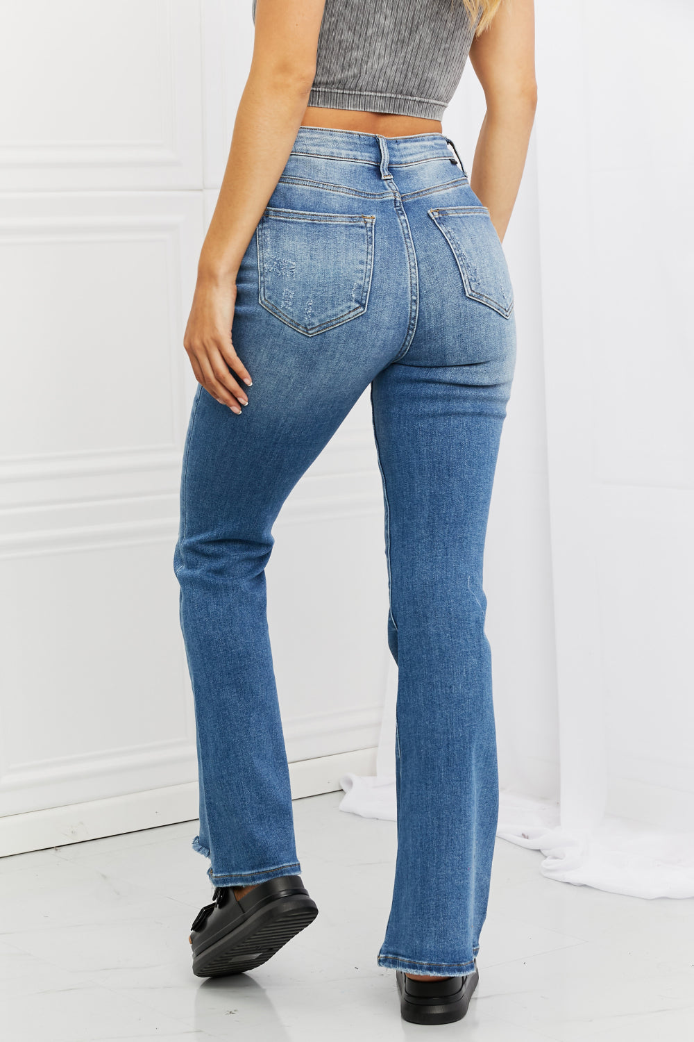 RISEN Full Size Iris High Waisted Flare Jeans - Lola Cerina Boutique