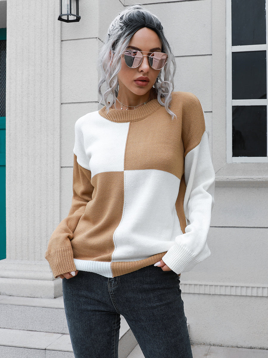 Contrast Drop Shoulder Sweater - Lola Cerina Boutique