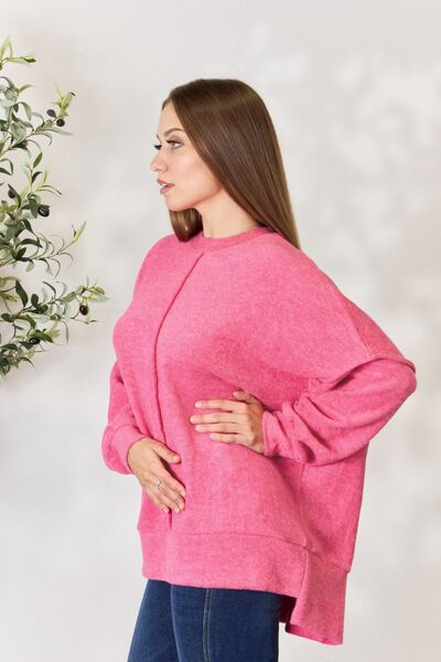 Zenana Full Size Center Seam Long Sleeve Sweatshirt - Lola Cerina Boutique