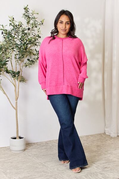Zenana Full Size Center Seam Long Sleeve Sweatshirt - Lola Cerina Boutique