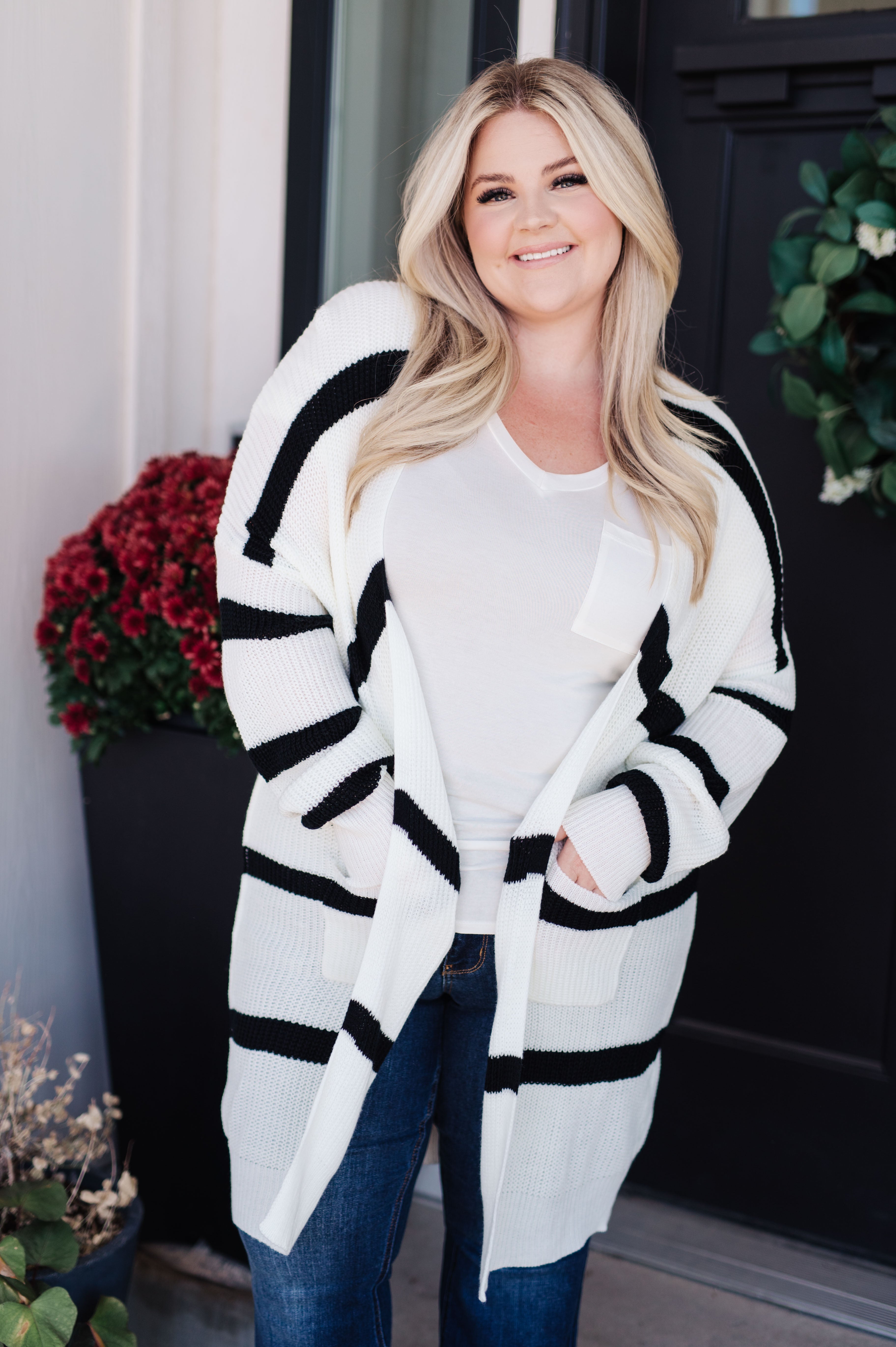 Brighter is Better Striped Cardigan in Ivory - Lola Cerina Boutique