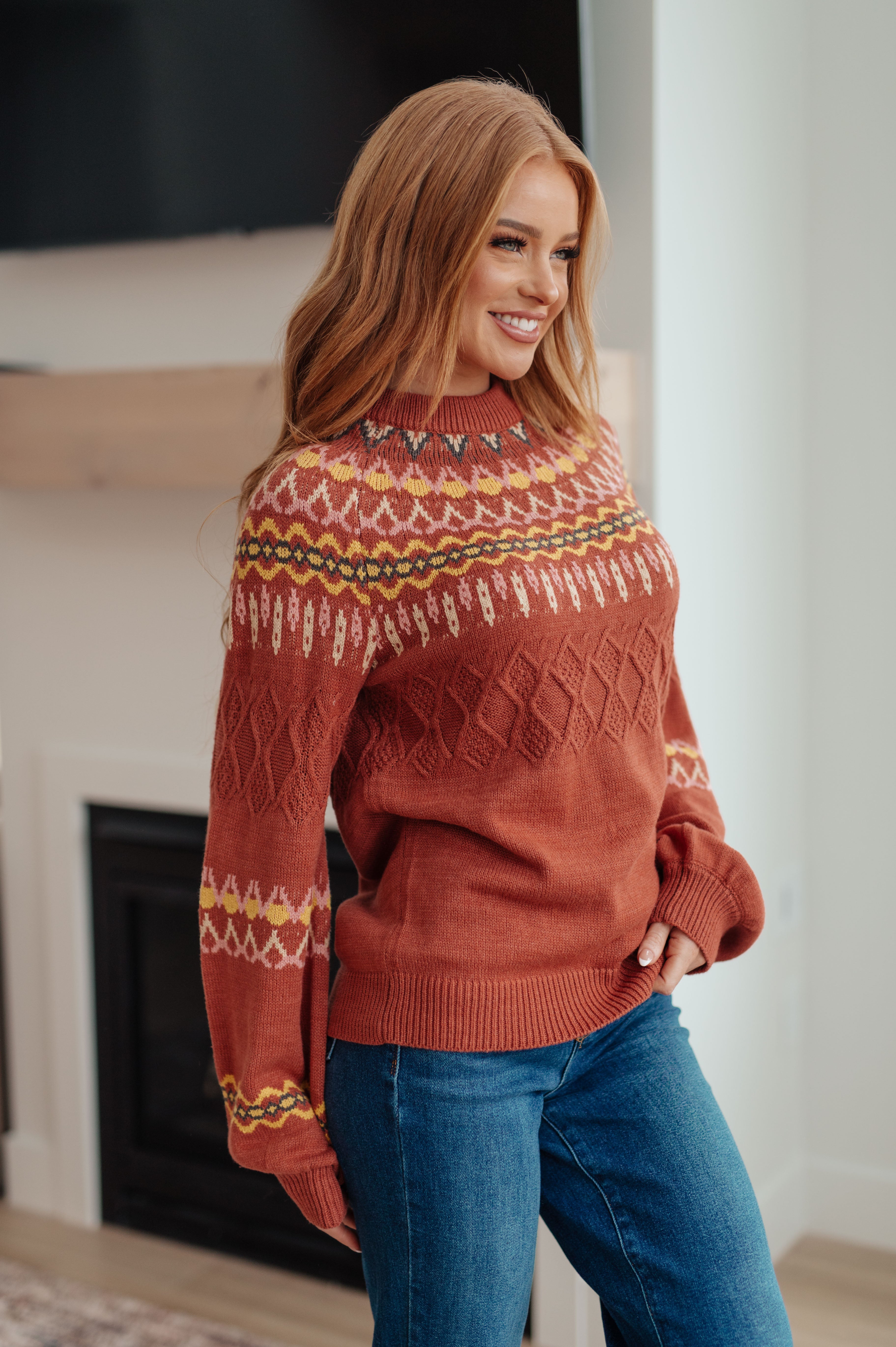 Cozy Chalet Fair Isle Sweater - Lola Cerina Boutique
