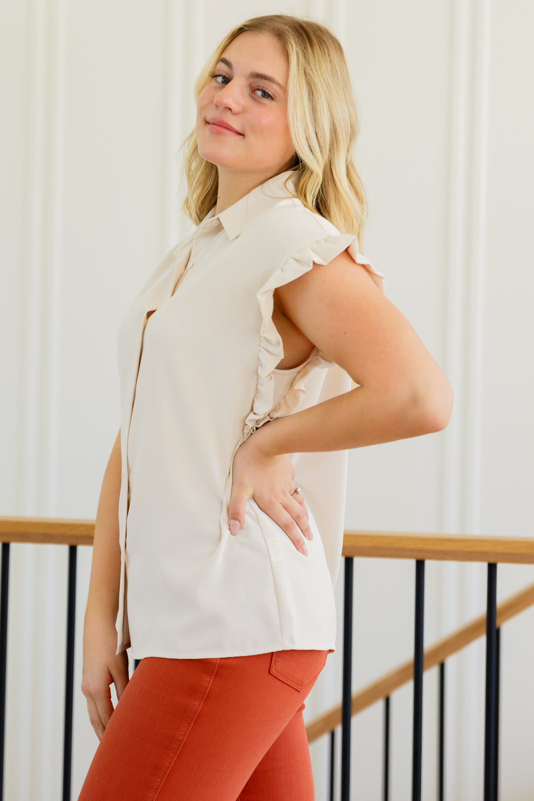 Day Date Ruffle Sleeved Blouse - Lola Cerina Boutique