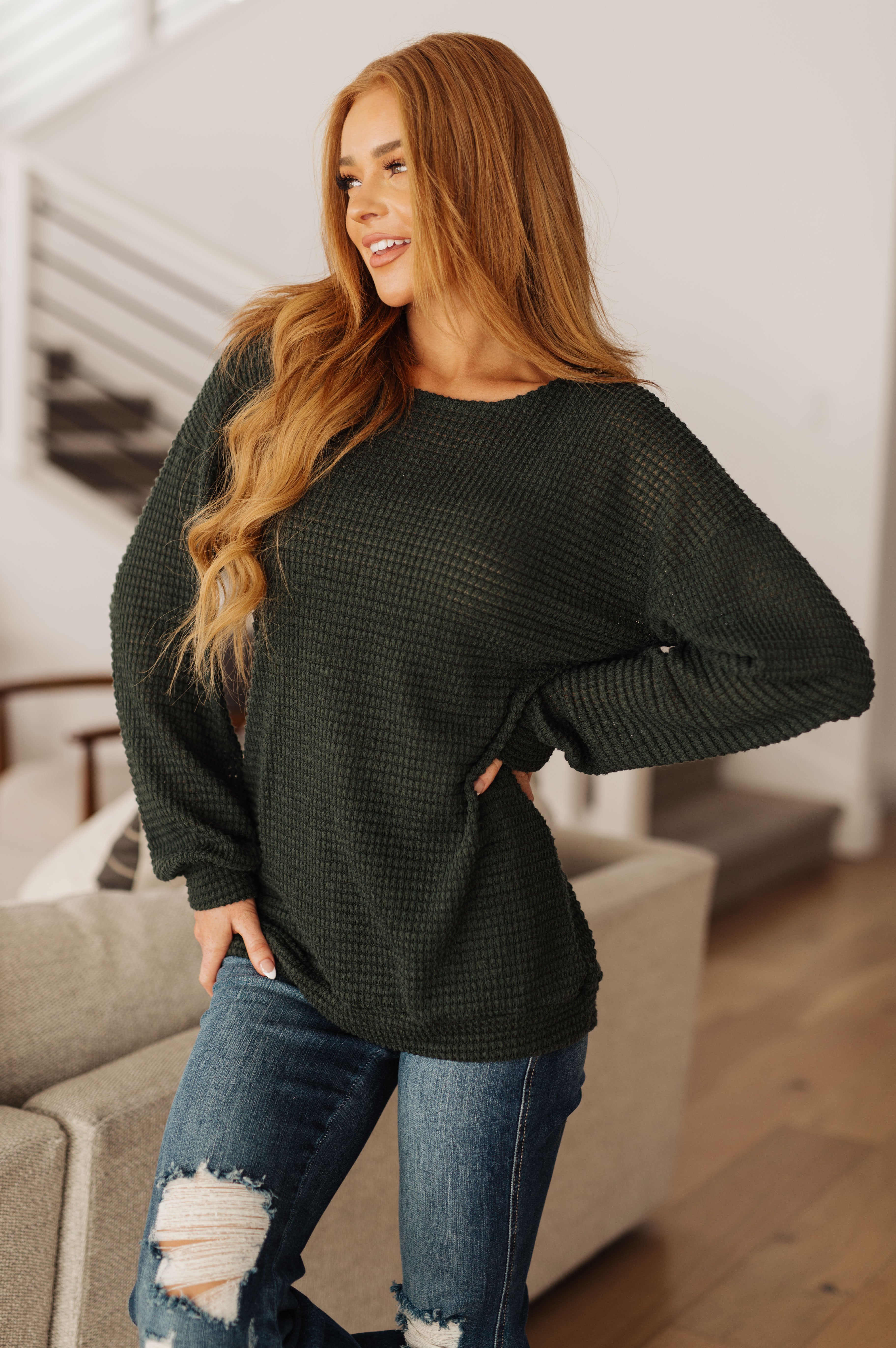 Don't Wiff It Waffle Knit Top - Lola Cerina Boutique