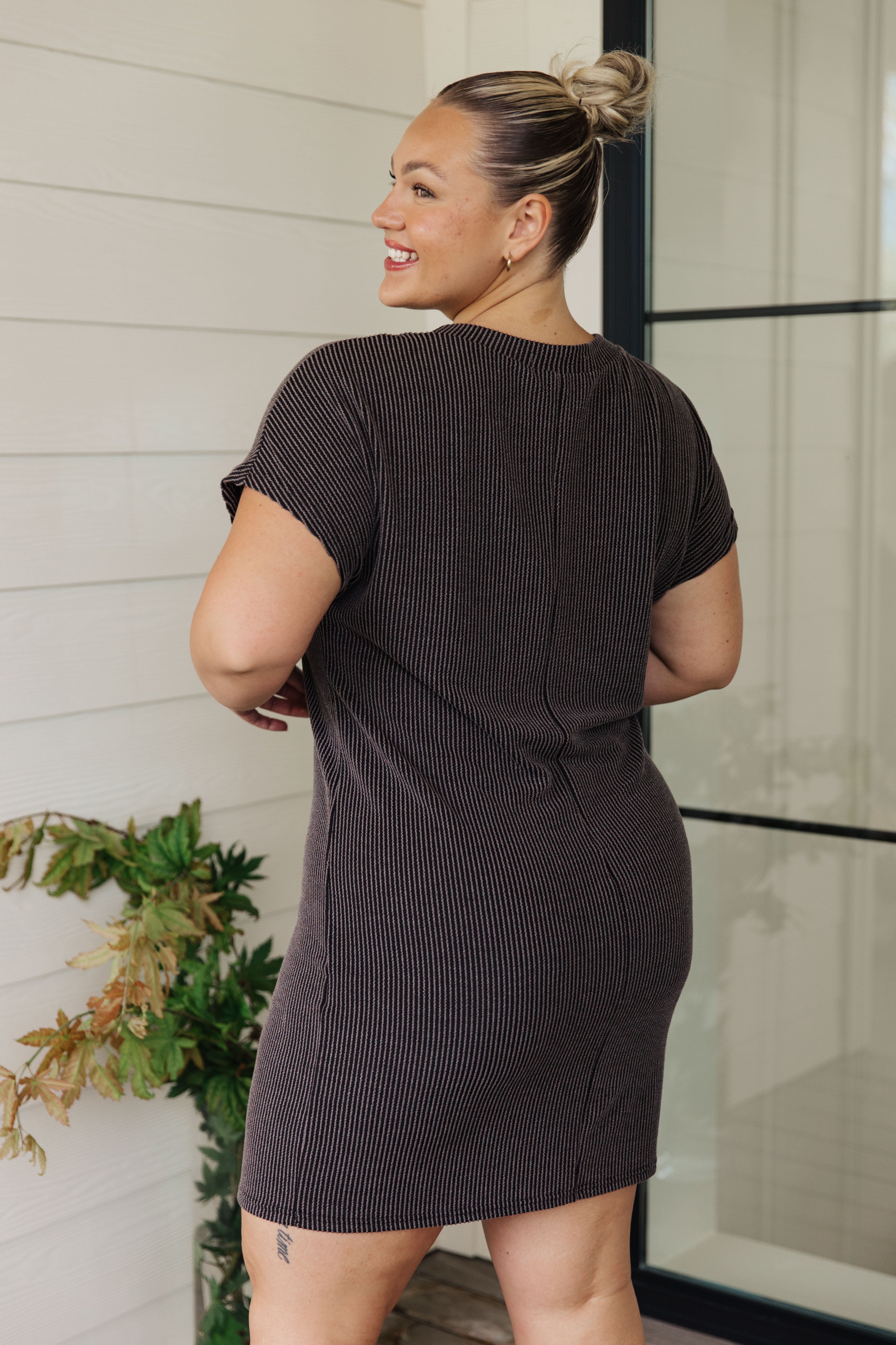 Everyday Favorite Ribbed Knit Dress in Black - Lola Cerina Boutique