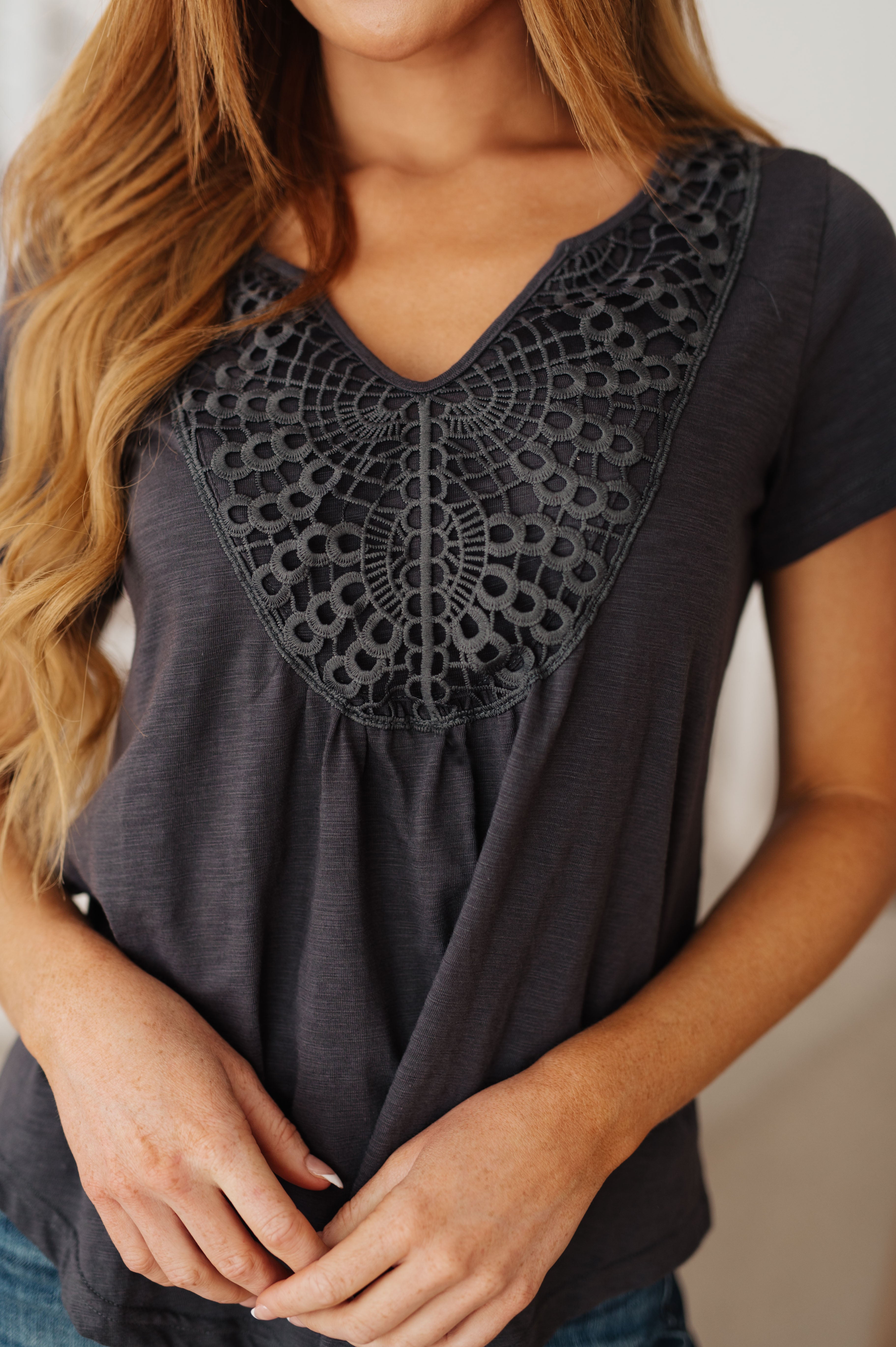 In the Detail Crocheted Accent Top - Lola Cerina Boutique