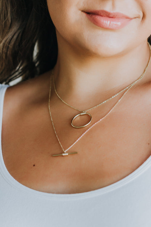 Layered Necklace with Circle and Bar - Lola Cerina Boutique