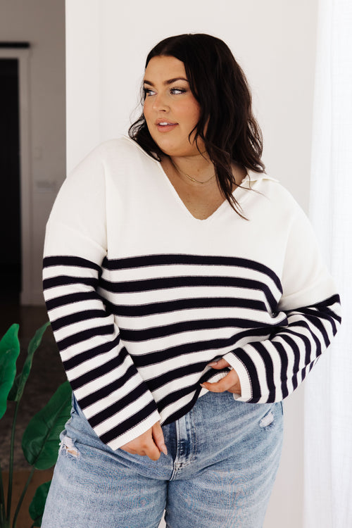 Memorable Moments Striped Sweater in White - Lola Cerina Boutique