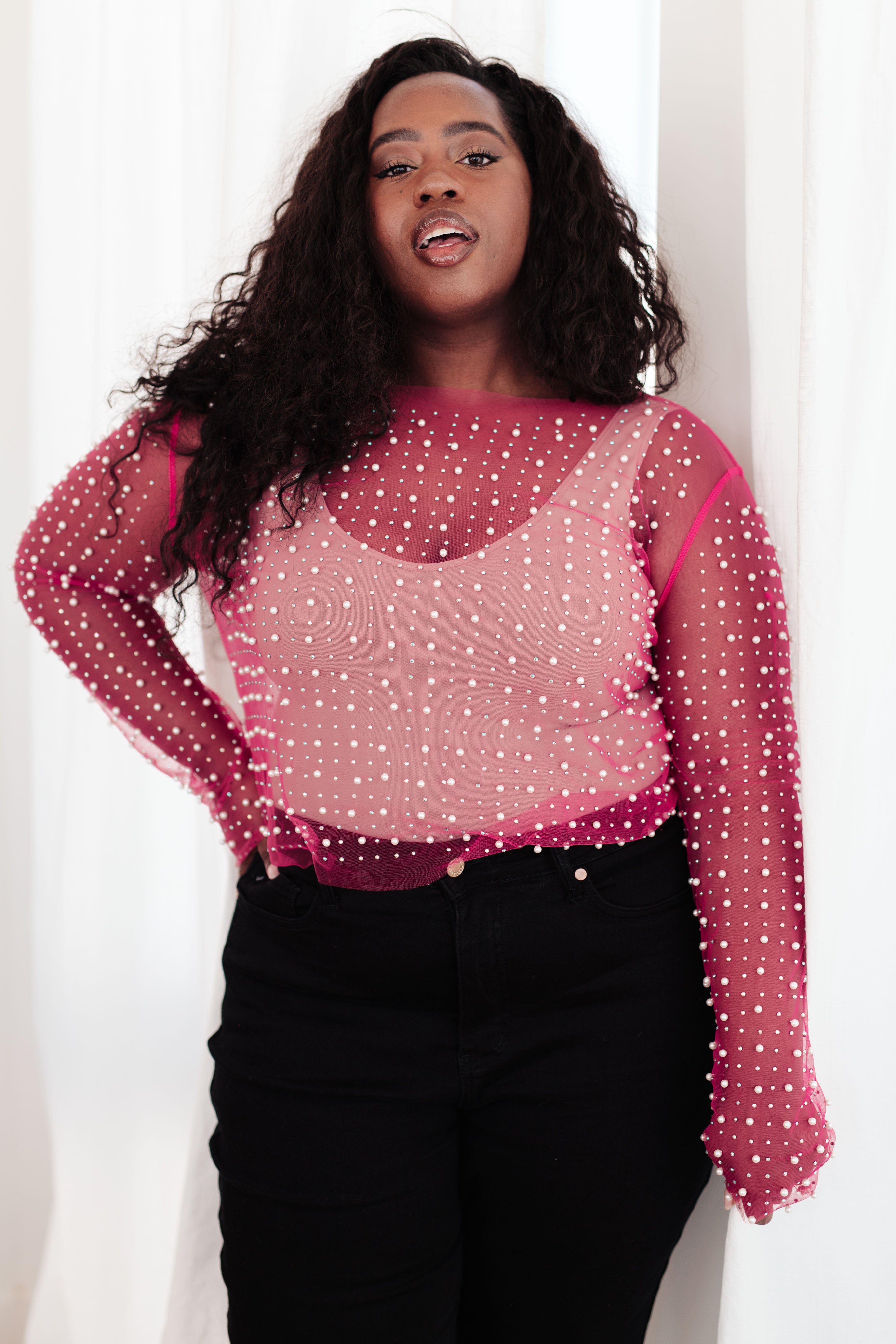 Pearl Diver Layering Top in Pink - Lola Cerina Boutique