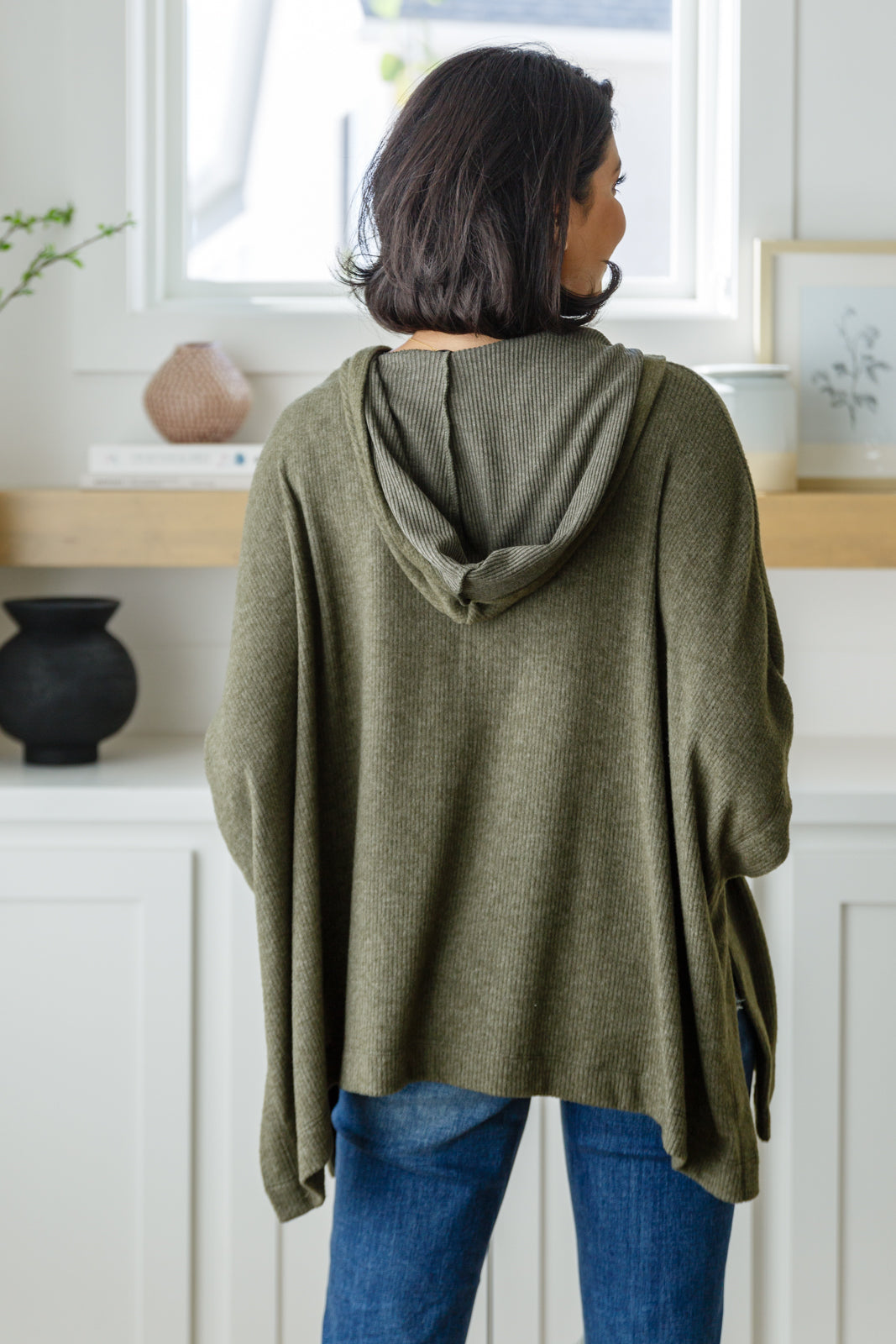 Perfectly Poised Hooded Poncho in Olive - Lola Cerina Boutique