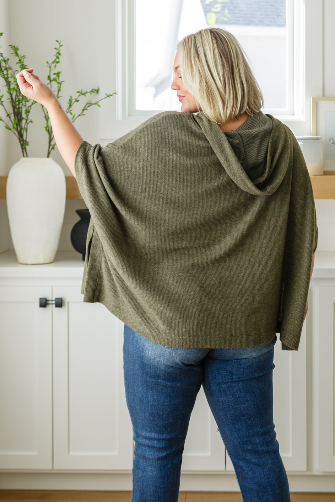 Perfectly Poised Hooded Poncho in Olive - Lola Cerina Boutique