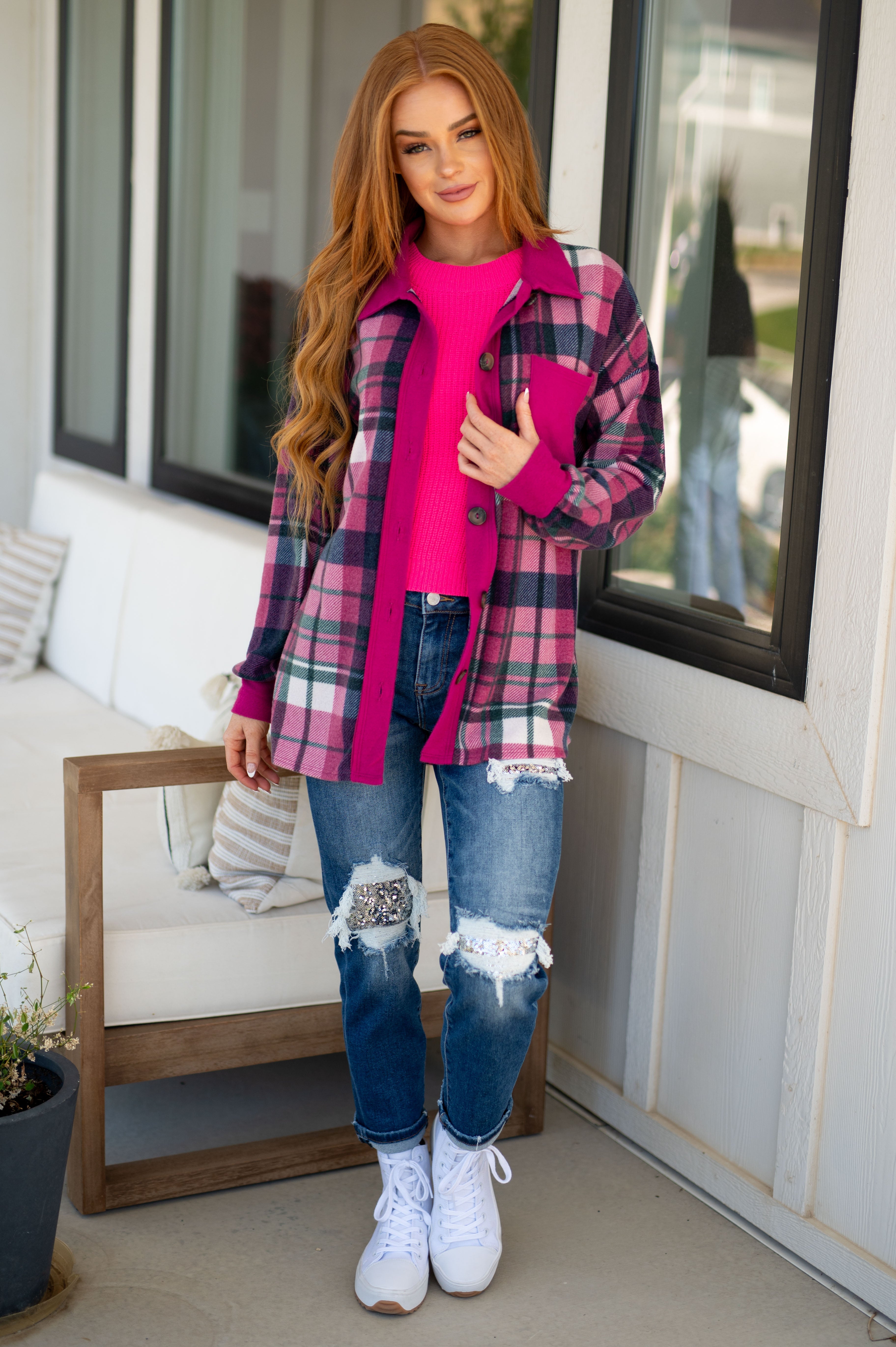 Playful in Plaid Shacket - Lola Cerina Boutique