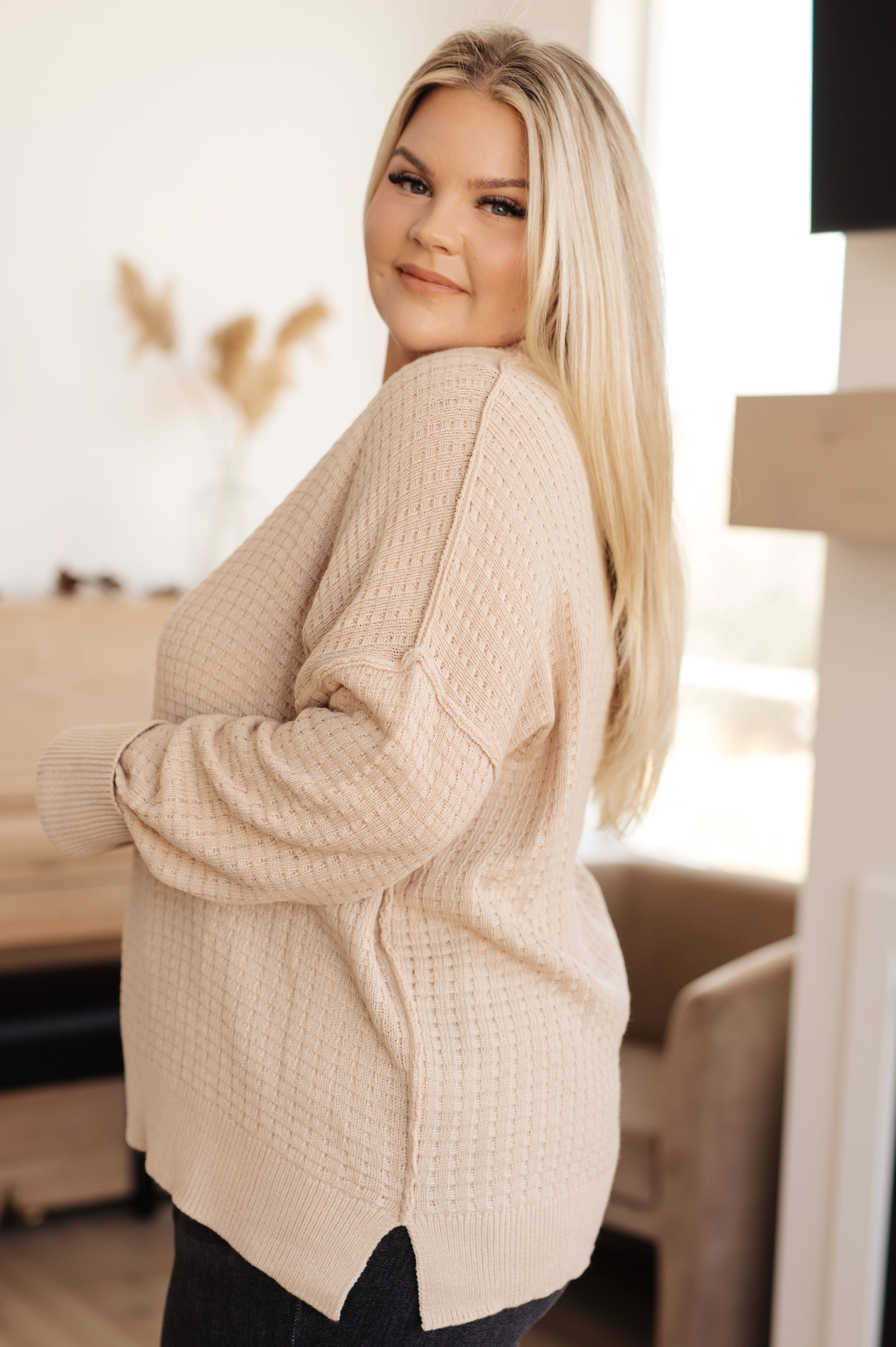 Terrifically Textured Sweater in Mocha - Lola Cerina Boutique