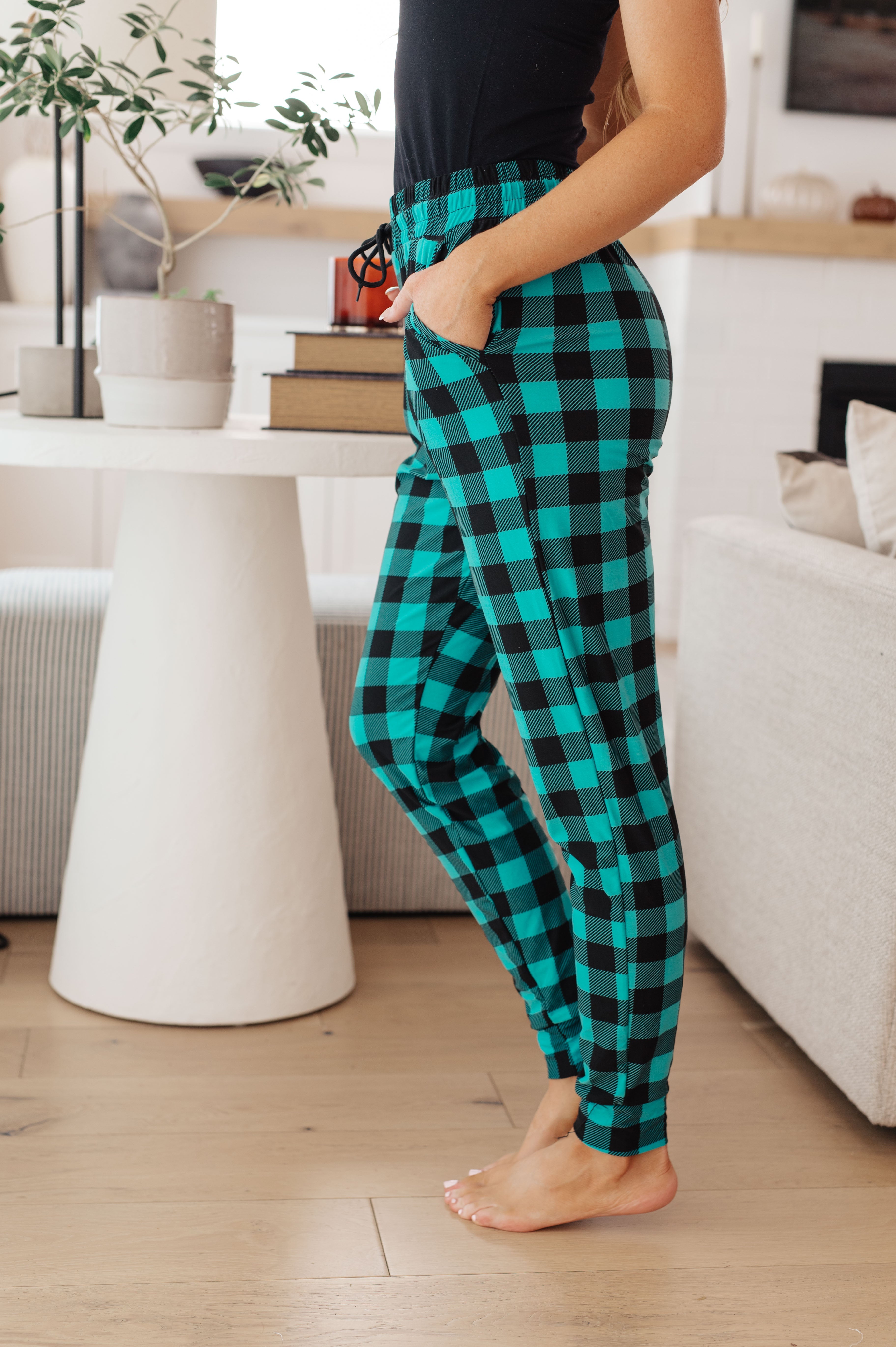 Your New Favorite Joggers in Teal Check - Lola Cerina Boutique