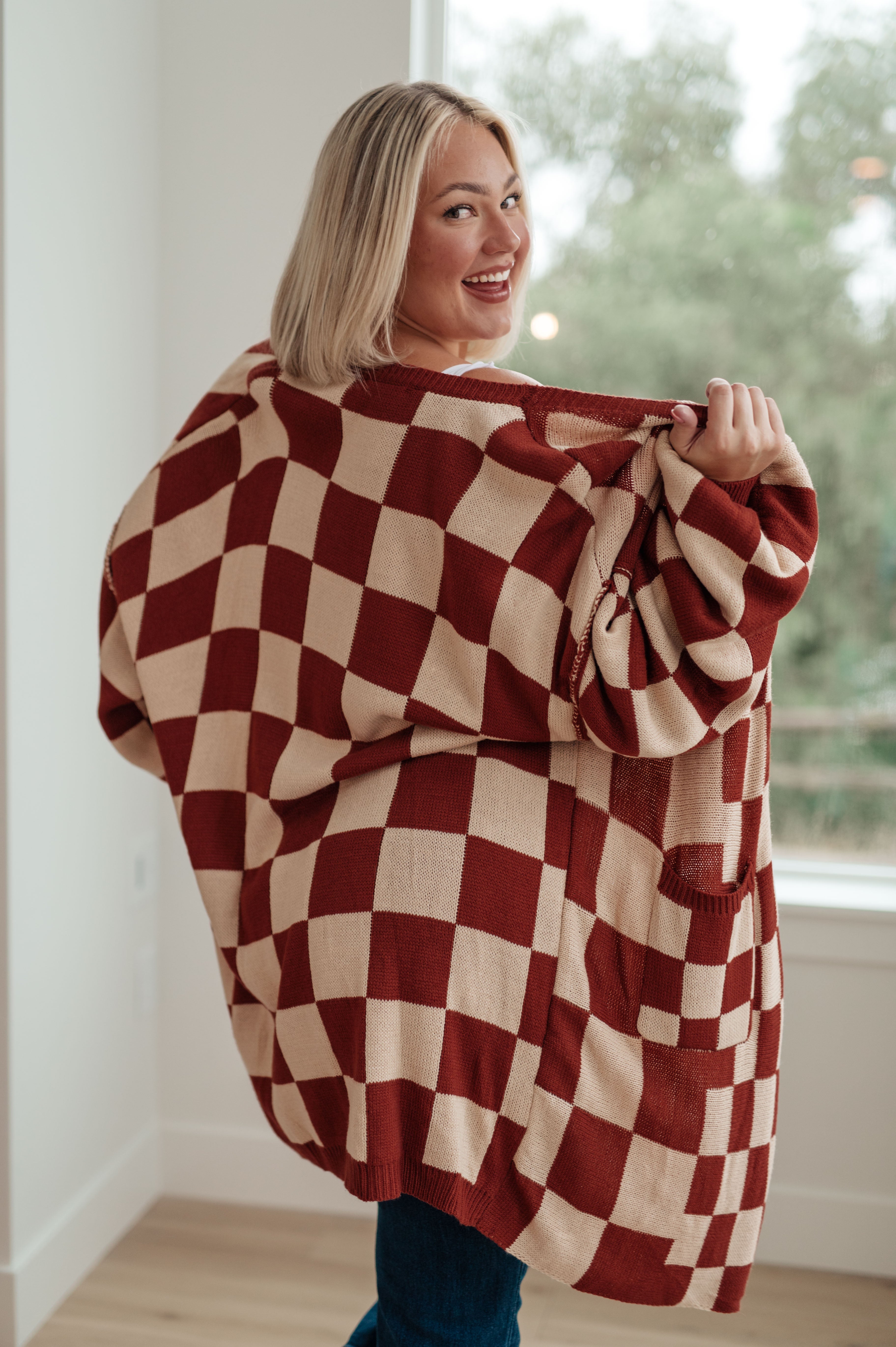 When I See You Again Checkered Cardigan - Lola Cerina Boutique