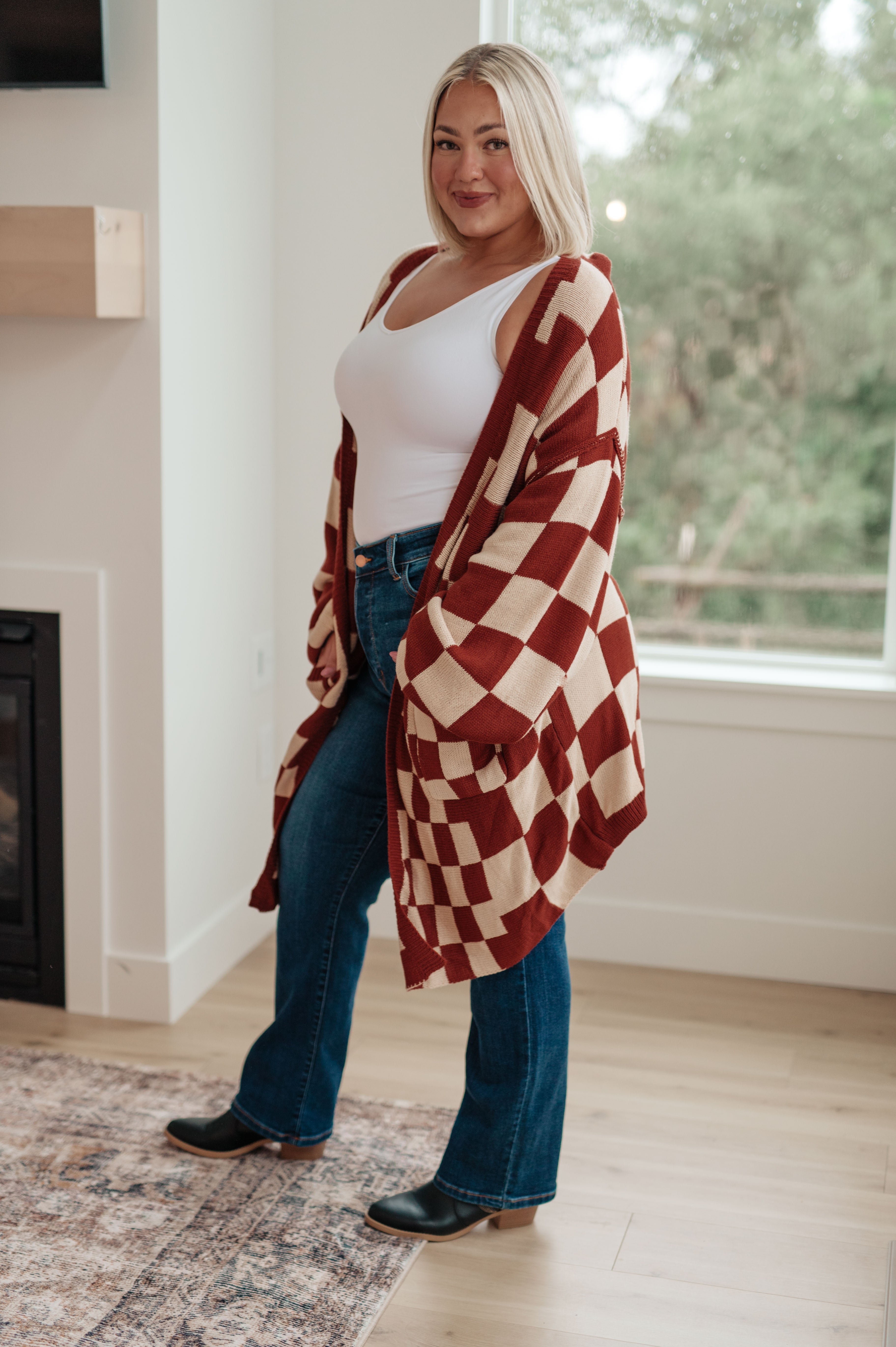 When I See You Again Checkered Cardigan - Lola Cerina Boutique