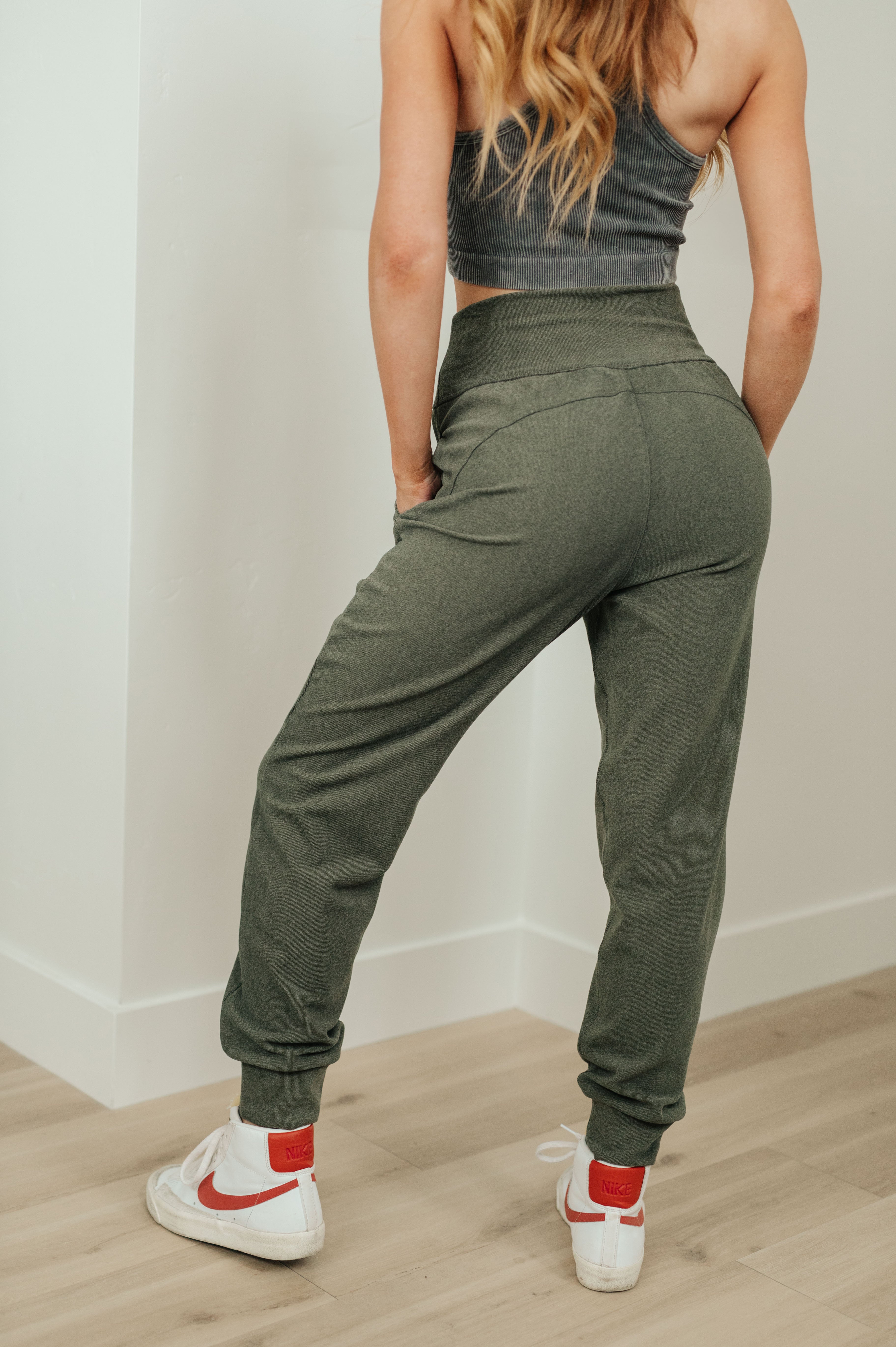Where Are You High Rise Joggers in Olive - Lola Cerina Boutique