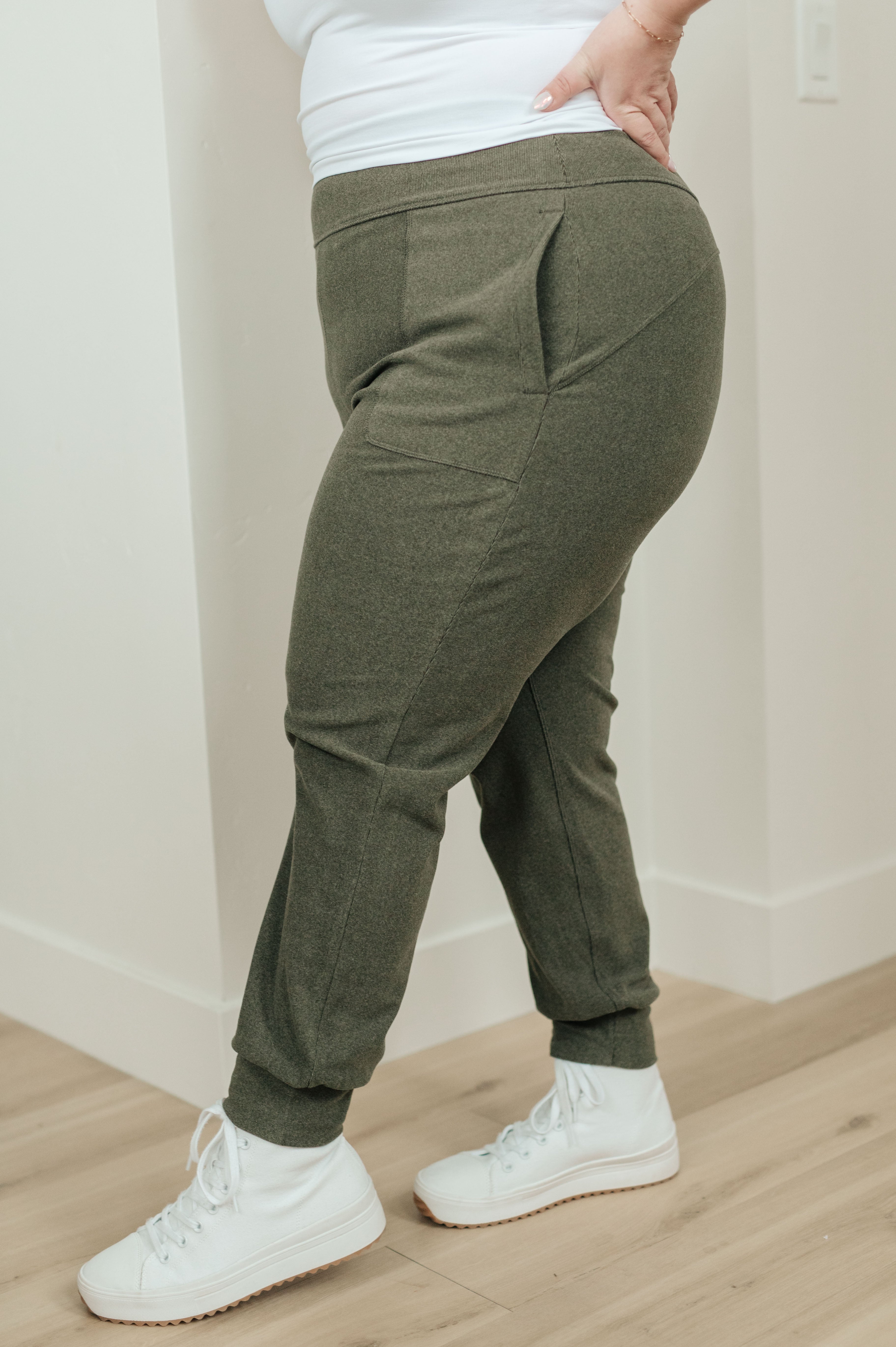 Where Are You High Rise Joggers in Olive - Lola Cerina Boutique